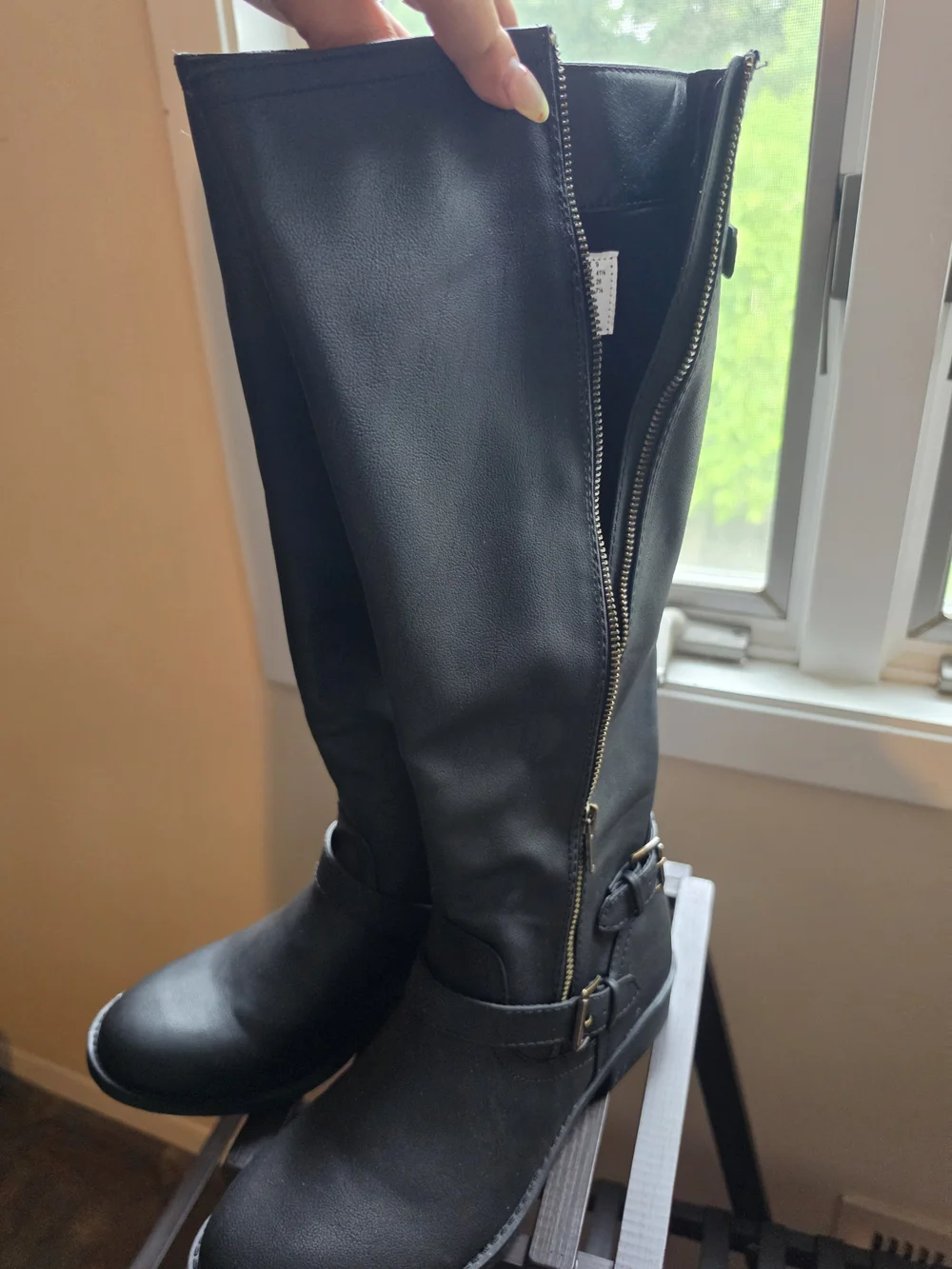 Black Women's Tall Zipper Riding Boots